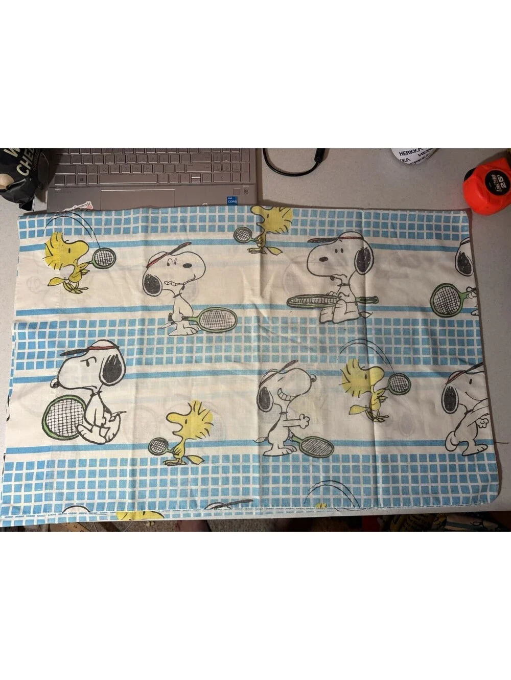 Vintage Tastemaker Peanuts Snoopy Tennis Woodstock Twin Sheet Set 3pc